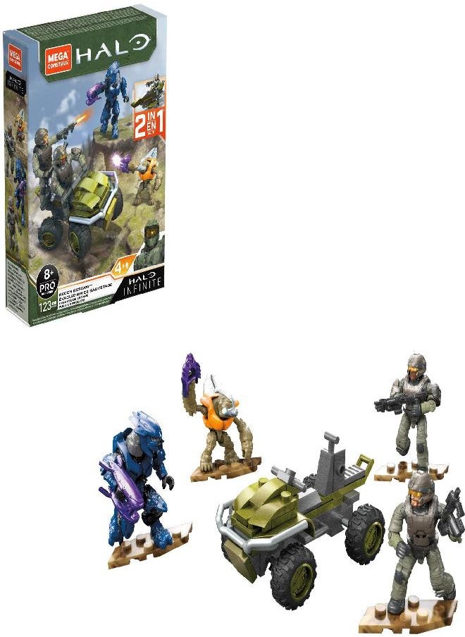 MEGA - Mega Construx Halo Recon Getaway Mongoose Vehicle Halo Infinite Construction Set with UNSC Marine Character Figure, Building Toys for Kids - Image 1