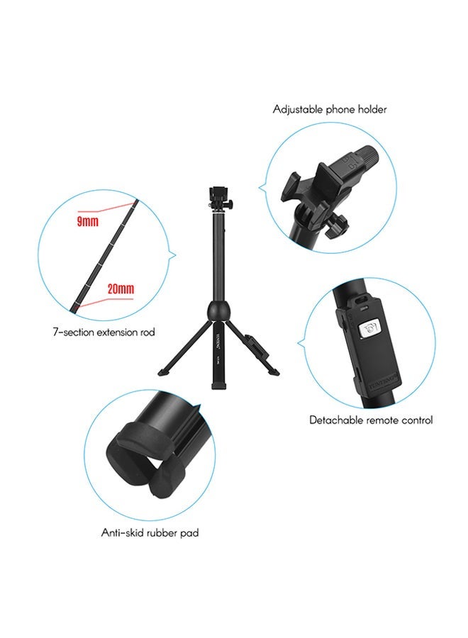 NIBEMINENT VCT-992 7-Section Wireless Remote Selfie Stick Black  - Image 5