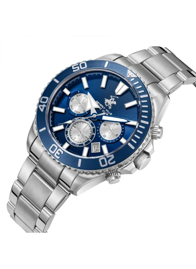 BEVERLY HILLS POLO CLUB BEVERLY HILLS POLO CLUB BP3721X.390 Men's Multi Function Display Watch & Metal Strap Silver