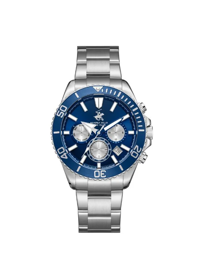 BEVERLY HILLS POLO CLUB BEVERLY HILLS POLO CLUB BP3721X.390 Men's Multi Function Display Watch & Metal Strap Silver