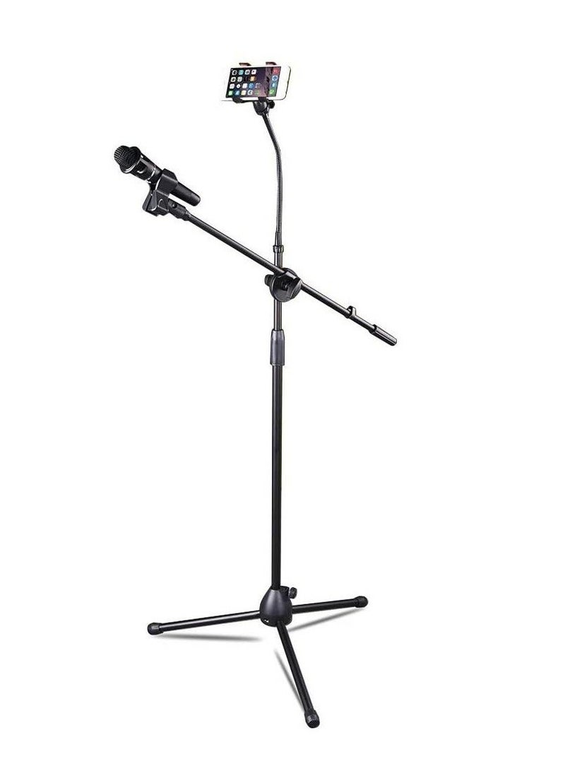 Multi-Functional Microphone & Phone Holder – Floor Adjustable Stand for Recording & Streaming - Image 1
