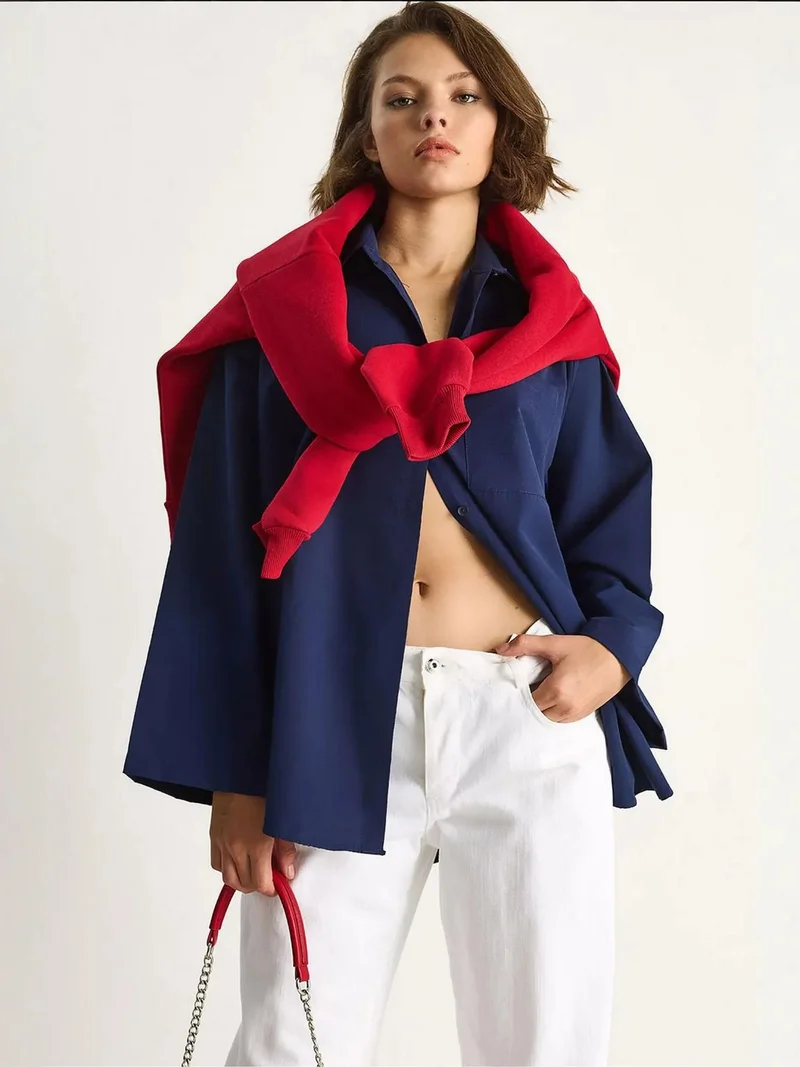 بيانكو لوتشي قميص بوبلين واسع من لوكسي بجيوب