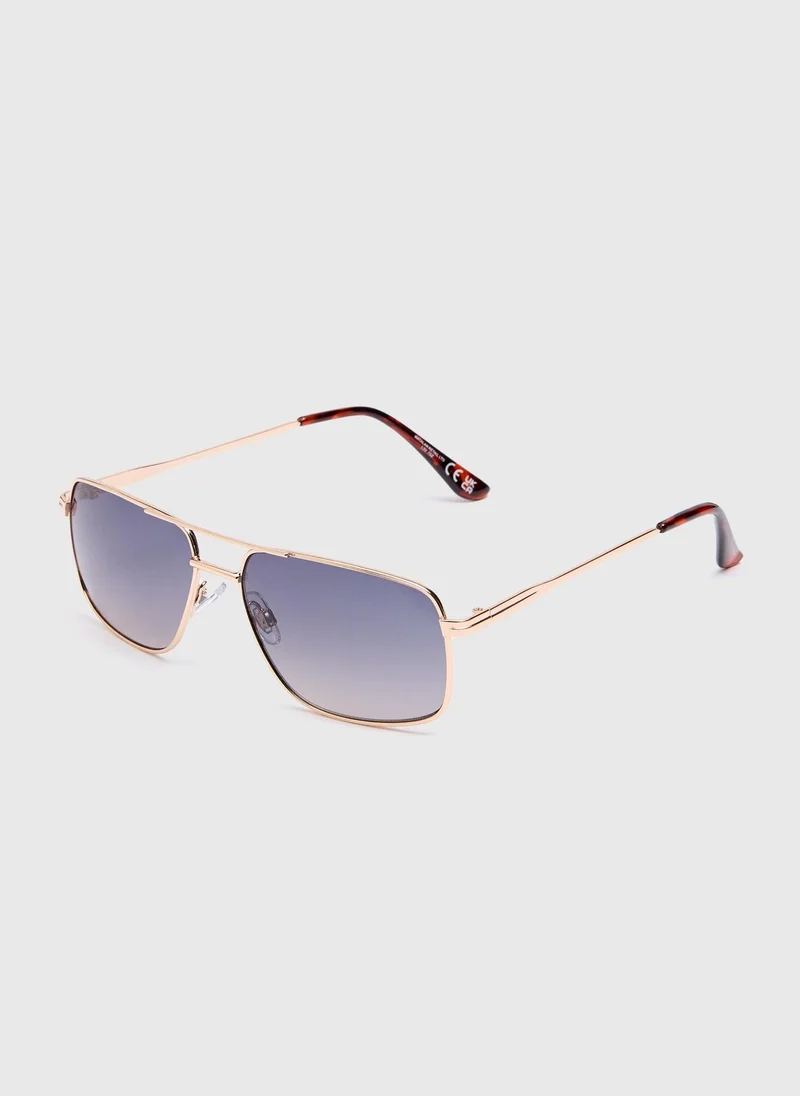 Matalan Gold Rounded Aviator Sunglasses