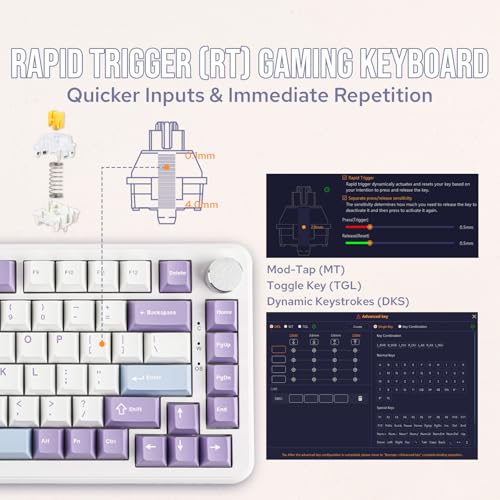 MechLands AJAZZ AK820 MAX HE Hall Effect Magnetic Gaming Keyboard, Adjustable Actuation, 8KHz Polling Rate, Wired Rapid Fast Keyboard, Creamy Gasket, RGB Backlight, NKRO for Win/Mac (White) - Image 4