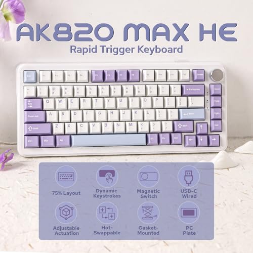 MechLands AJAZZ AK820 MAX HE Hall Effect Magnetic Gaming Keyboard, Adjustable Actuation, 8KHz Polling Rate, Wired Rapid Fast Keyboard, Creamy Gasket, RGB Backlight, NKRO for Win/Mac (White) - Image 2