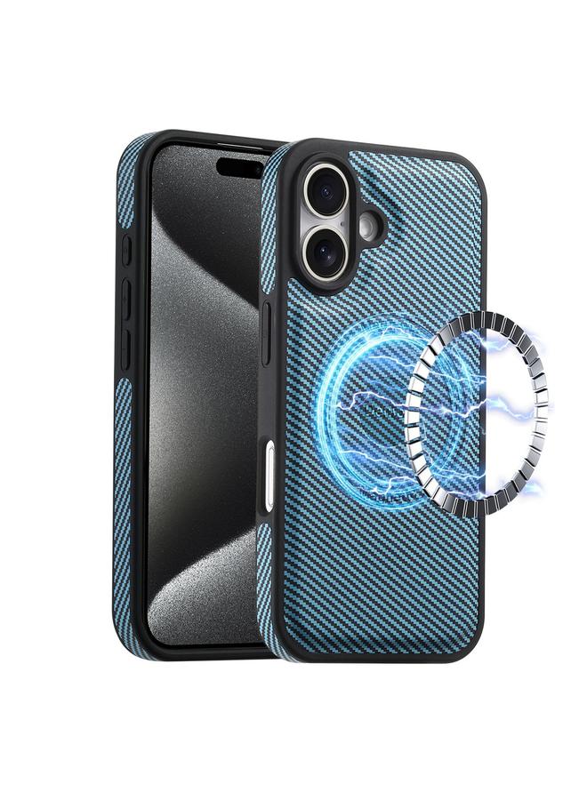 دينيور جراب هاتف MagSafe من الجلد المزخرف بألياف الكربون لهاتف iPhone 16 Plus - Image 1