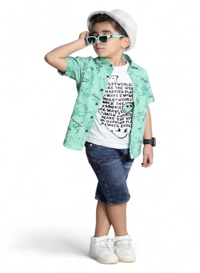 تشويس طقم ملابس ولادي (قميص بياقة وتي شيرت بدون أكمام) (العمر 3 سنوات) - تصميمات 2024 - أقمشة ناعمة وألوان نابضة بالحياة لمظهر أنيق ومريح, من 🌈 تشويس - Image 1