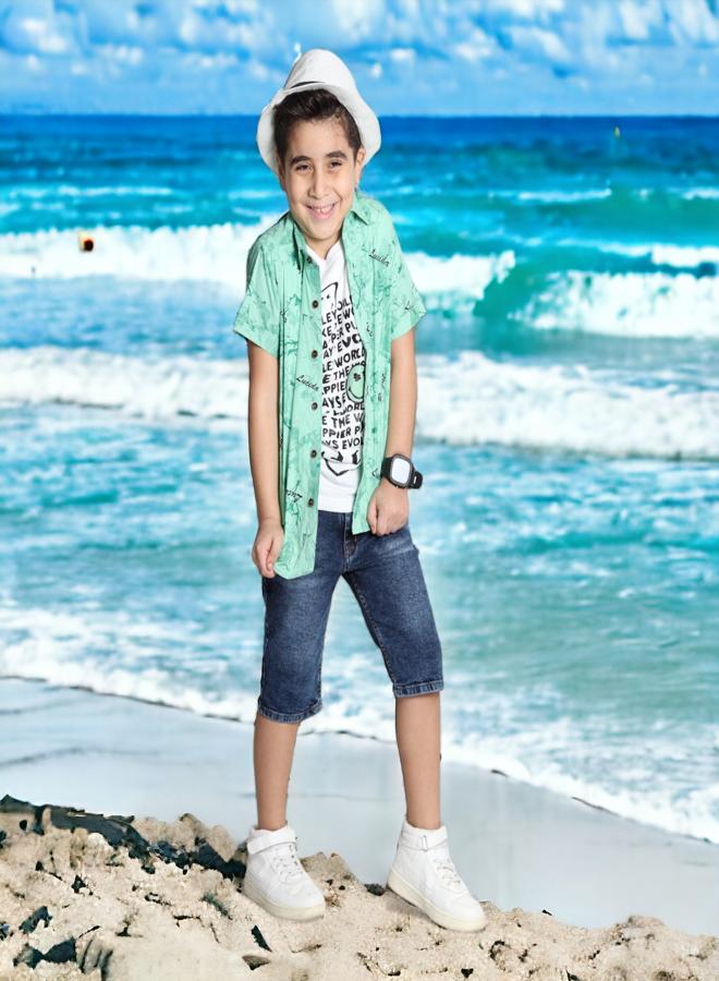 تشويس طقم ملابس ولادي (قميص بياقة وتي شيرت بدون أكمام) (العمر 3 سنوات) - تصميمات 2024 - أقمشة ناعمة وألوان نابضة بالحياة لمظهر أنيق ومريح, من 🌈 تشويس - Image 4