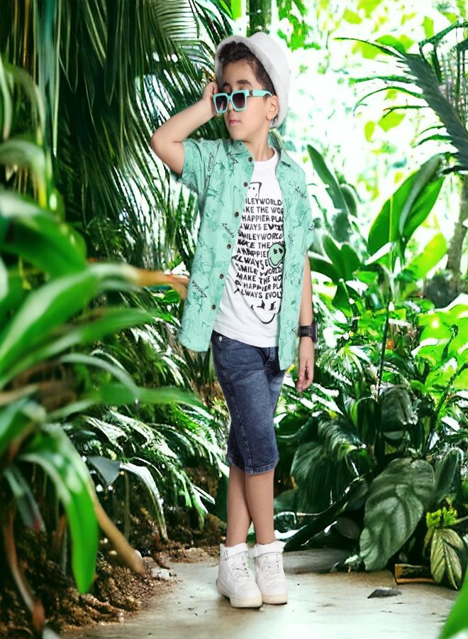 تشويس طقم ملابس ولادي (قميص بياقة وتي شيرت بدون أكمام) (العمر 3 سنوات) - تصميمات 2024 - أقمشة ناعمة وألوان نابضة بالحياة لمظهر أنيق ومريح, من 🌈 تشويس - Image 2