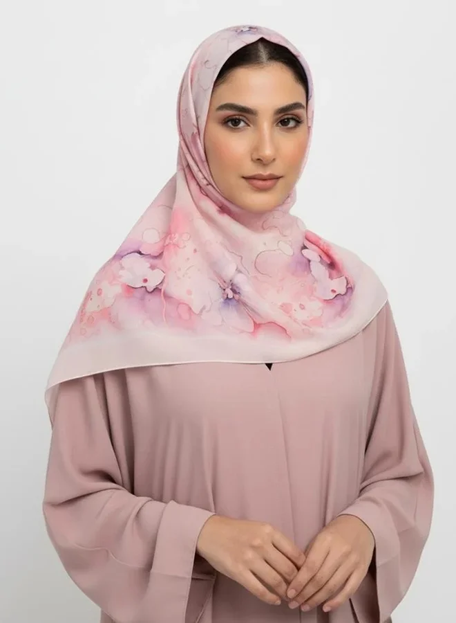 عبايات لمحة طرحة ووتري فلور – شيفون بنقشة ألوان مائية