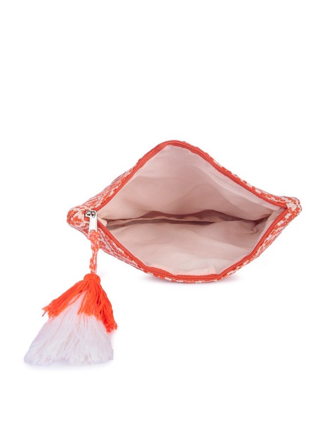 Vasa Orange Pouch and White Geometric Pattern. - Image 4