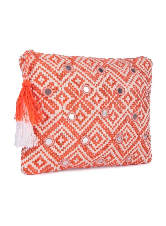 Vasa Orange Pouch and White Geometric Pattern. - Image 2