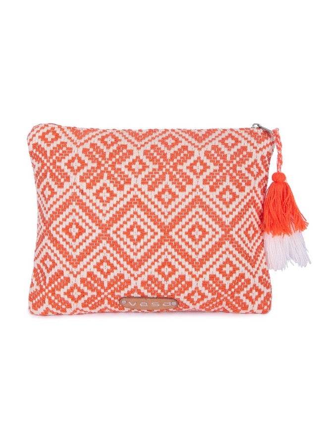 Vasa Orange Pouch and White Geometric Pattern. - Image 3