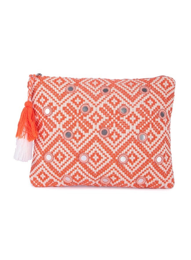 Vasa Orange Pouch and White Geometric Pattern. - Image 1