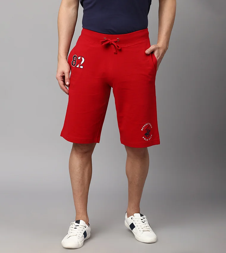 بيفرلي هيلز بولو كلوب شورت رياضي عالي الخصر مطرز بشعار