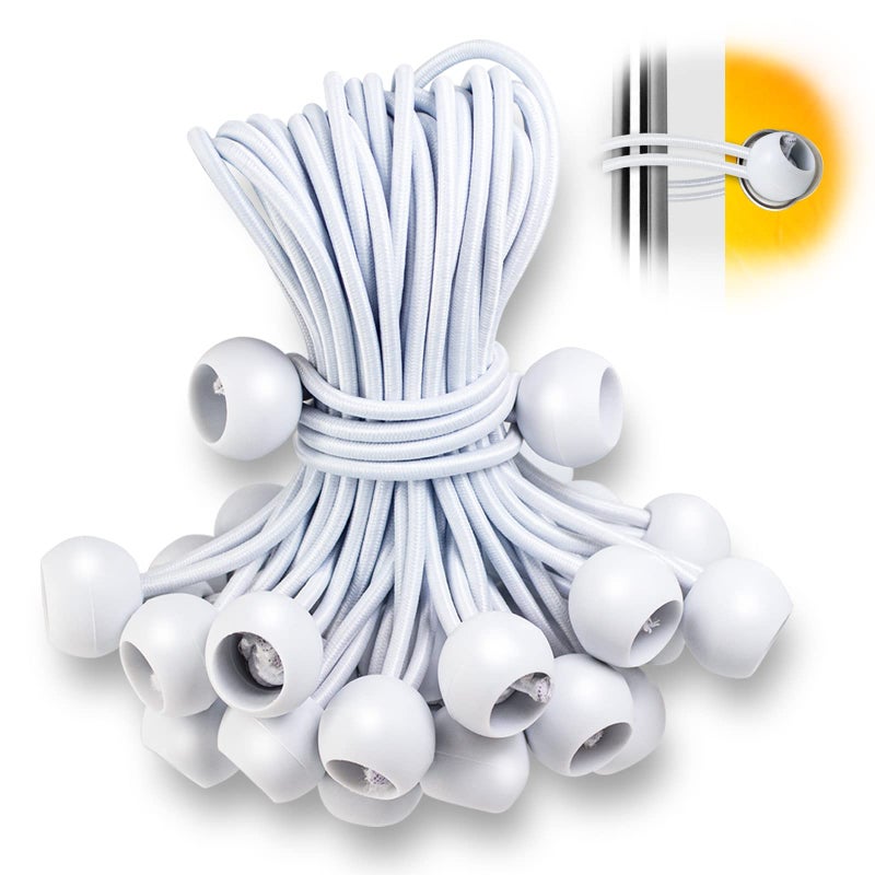 Kinzomor Ball Bungee Cords 50 PCS  Heavy Duty Elastic Bungee with Balls for Canopy Tarp Cargo Tent  UV Resistant 15 Inch