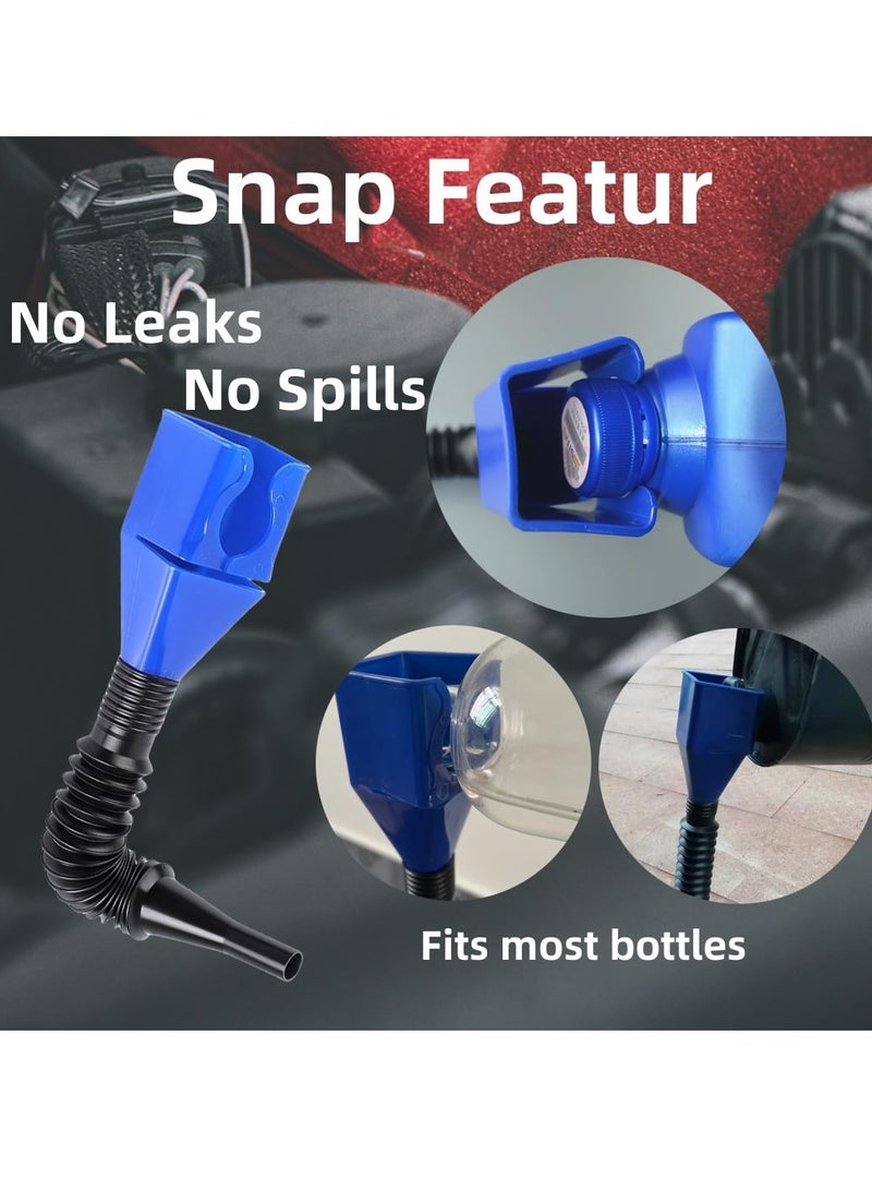 Bukela Funnels for Automotive Use,2pcs Retractable Auto Fuel Funnel,Snap on Oil Funnel for Oil Change and Cars with Water,Gasoline,Coolant, Blue,White  - Image 3