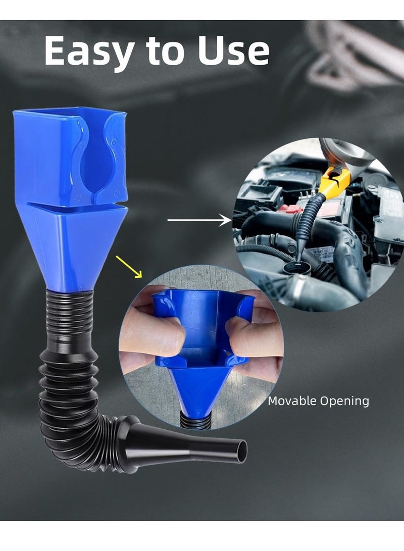 Bukela Funnels for Automotive Use,2pcs Retractable Auto Fuel Funnel,Snap on Oil Funnel for Oil Change and Cars with Water,Gasoline,Coolant, Blue,White  - Image 4