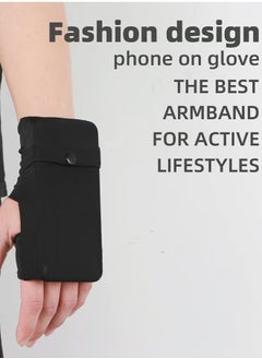 HY Portable Wrist Bag, Cell Phone Arm Bands with Reflective Logo, Non-Slip Knitted Cloth, Glove Bag Phone Strap Armband, for Running, Walking, Hiking, and Cycling ( Black)  - Image 4