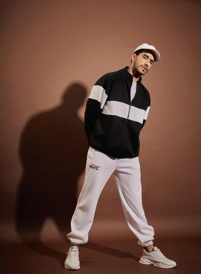 Mascln Sassafras Color Block Zip Through Oversized Sweatshirt by Styli