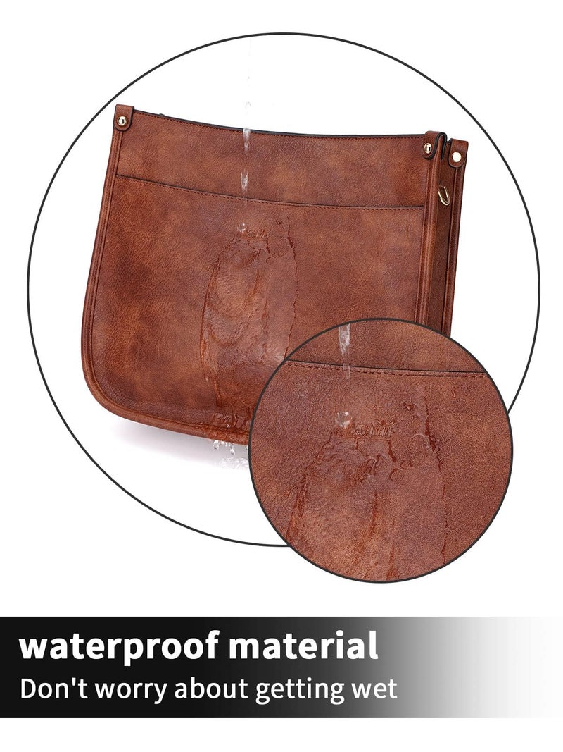 Caitina Cross Body Bag Vegan Leather Hobo Handbags Designer Crossbody Purses Bucket Bag For Women with 2 Adjustable Strap(Dark Brown) - Image 5