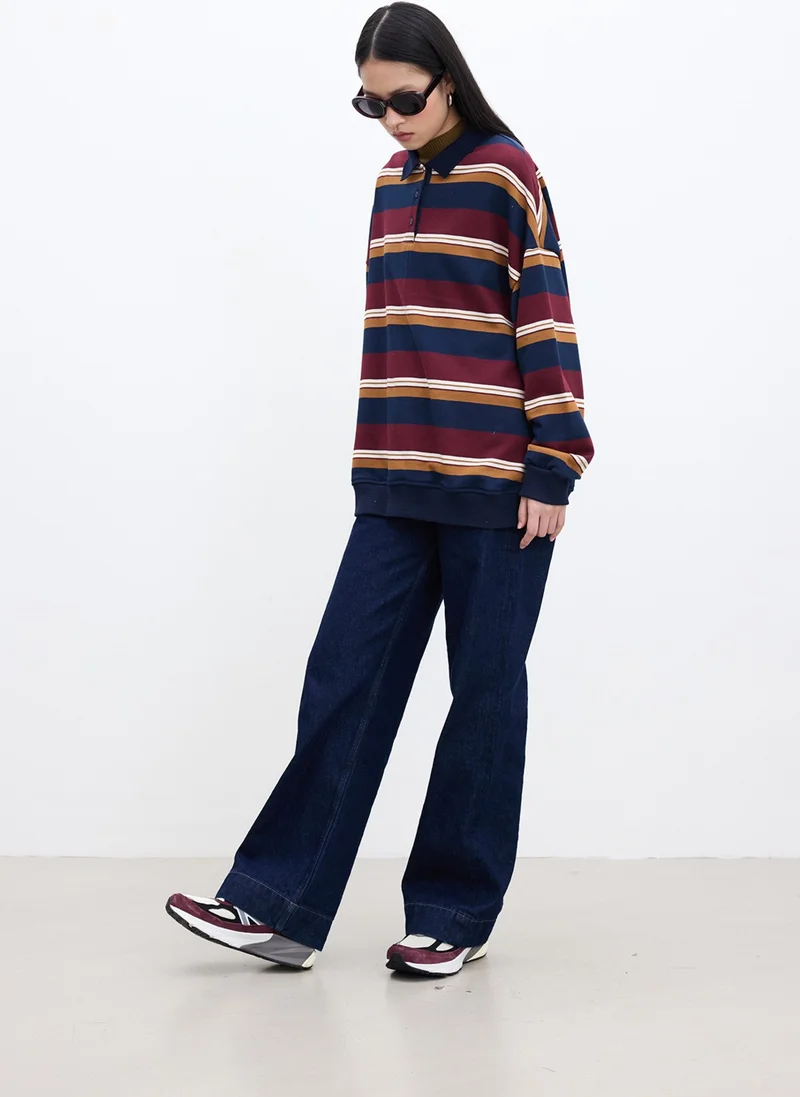 Manuka Polo Neck Oversize Sweatshirt Claret Red