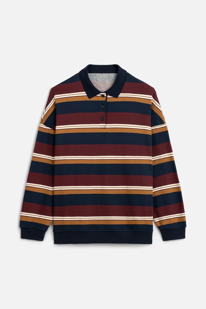 Manuka Polo Neck Oversize Sweatshirt Claret Red