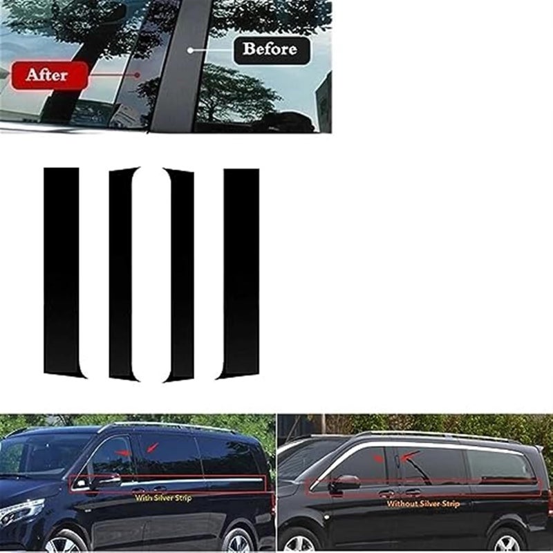 Vuzmode 4PCS Bright Black Polished Pillar Posts for VITO V CLASS W447 - Image 4