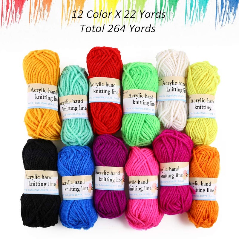 Pllieay مجموعة قماش بلاستيكي شبكي من بلياي 60 قطعة - 6 أشكال، قماش شفاف 3 بوصة، 12 لون من خيوط الأكريليك وأدوات للتطريز، الحياكة ومشاريع الكروشيه - Image 4