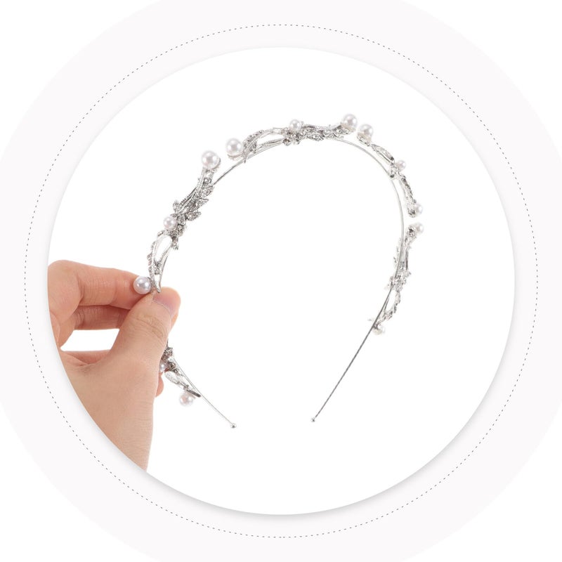 Pearl Bridal Headband French Style Rhinestone Wedding Hair Accessories For Women - Image 5