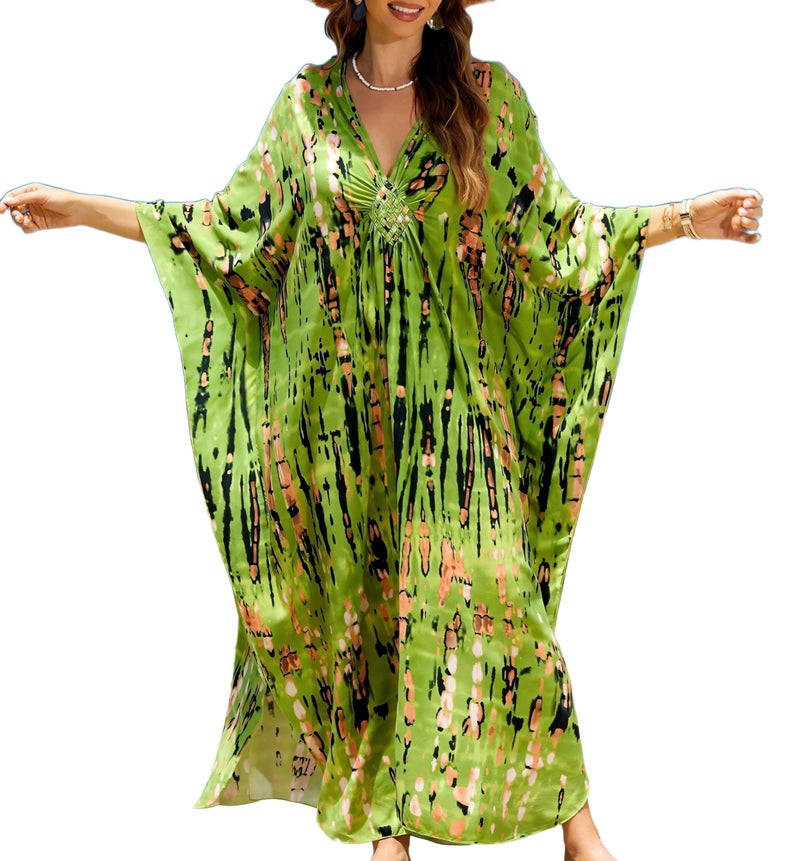 IMAGEKOPE Women 2025 Summer Kaftan Dresses Plus Size Bathing Suit Cover Up Moo Moos Beach Dress for Swimwear Caftan Dress - Image 1
