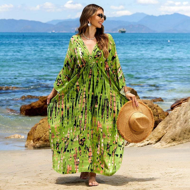 IMAGEKOPE Women 2025 Summer Kaftan Dresses Plus Size Bathing Suit Cover Up Moo Moos Beach Dress for Swimwear Caftan Dress - Image 4
