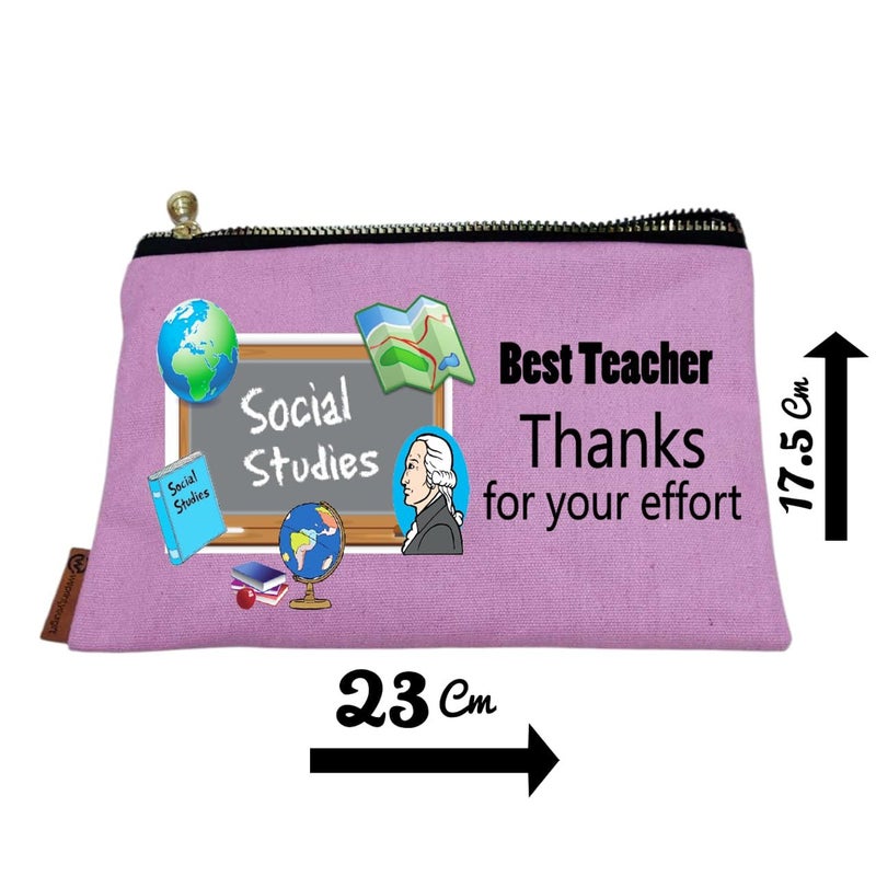 Teacher kit, Pencil case for teacher, stationary holder and organizer, Pink, Social studies, gift for teacher, هدايا للمدرسات - Image 3