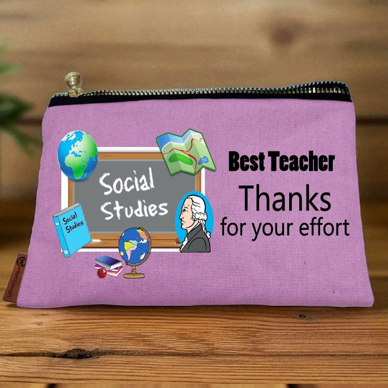 Teacher kit, Pencil case for teacher, stationary holder and organizer, Pink, Social studies, gift for teacher, هدايا للمدرسات - Image 2