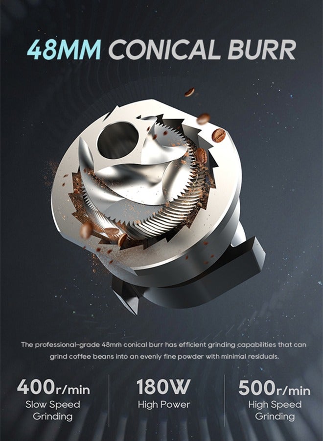 HiBREW مطحنة قهوة كهربائية HiBREW G5 بقطر 48 مم مع مطحنة مخروطية مدمجة محمولة للمطبخ لإسبريسو والقهوة التركية - Image 4