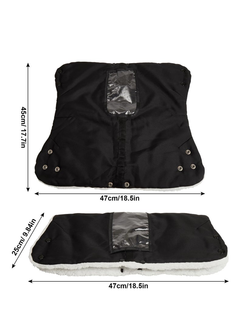 Excefore Stroller Hand Gloves, Baby Stroller Gloves Thick AntiFreeze Mittens Hand Warmer, Universal Warm Winter Gloves Water Repellent Pram Hand Gloves With Touch Screen Phone Bag For Cold Weather, Black  - Image 3