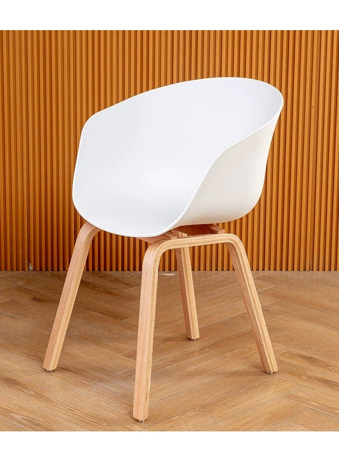 لاني كرسي ترفيهي للصالة، كرسي طاولة طعام أبيض قطعة واحدة - Image 1