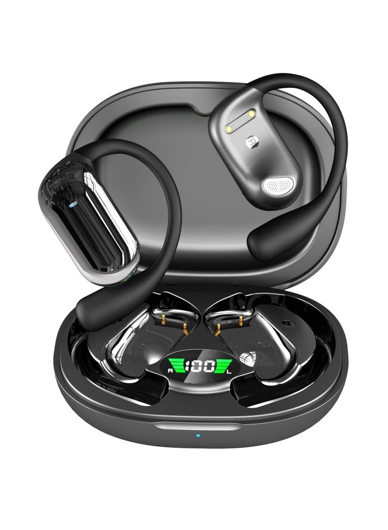 Captaintech Wireless Earbuds Bluetooth Headphones, Wireless Sport Headphones, Ear Buds Stereo Deep Bass Headset with Earhooks, 80hrs Playtime Wireless Charging Case, for Running Workout Black - Image 1