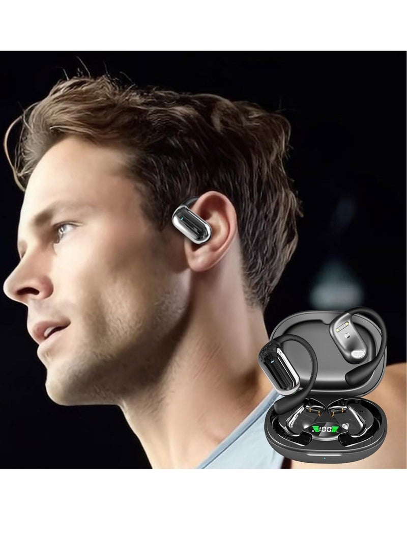 Captaintech Wireless Earbuds Bluetooth Headphones, Wireless Sport Headphones, Ear Buds Stereo Deep Bass Headset with Earhooks, 80hrs Playtime Wireless Charging Case, for Running Workout Black - Image 2