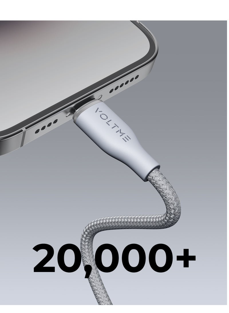 VOLTME USB-C to Lightning Cable 30W PD Fast Charging, Rugged Double Nylon Braided, 2m/6.6ft, Hi-Speed ​​USB 2.0 Data Transfer 480Mbps, Durable Charging Cord Compatible with iPhone 14, 14 Plus, 14 Pro, 14 Pro Max, iPhone 13, 13 Pro, 12, 11, XS, SE, iPad 9, & More Devices (Grey) - Image 3