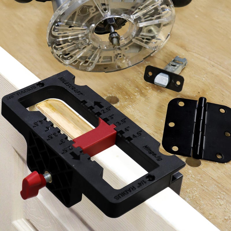Milescraft 1226 Hinge Jig â€“ Self Clamping Door Hinge Jig, Door Hinge Mortiser. Hinge Templates Rout Mortises from 2.5â€ to 4.5â€. Hinge Installation Kit Includes Latch Templates for All Standard Doors - Image 2