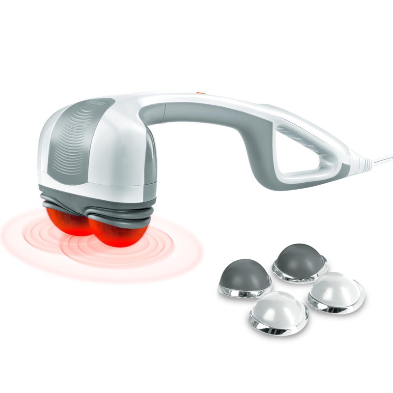 HoMedics مدلك الظهر هوميدكس - مدلك تلقائي بالحرارة للظهر والجسم والرقبة برؤوس دوارة مزدوجة، عقد قابلة للتبديل، للكتفين والساقين والقدمين، أبيض - Image 1