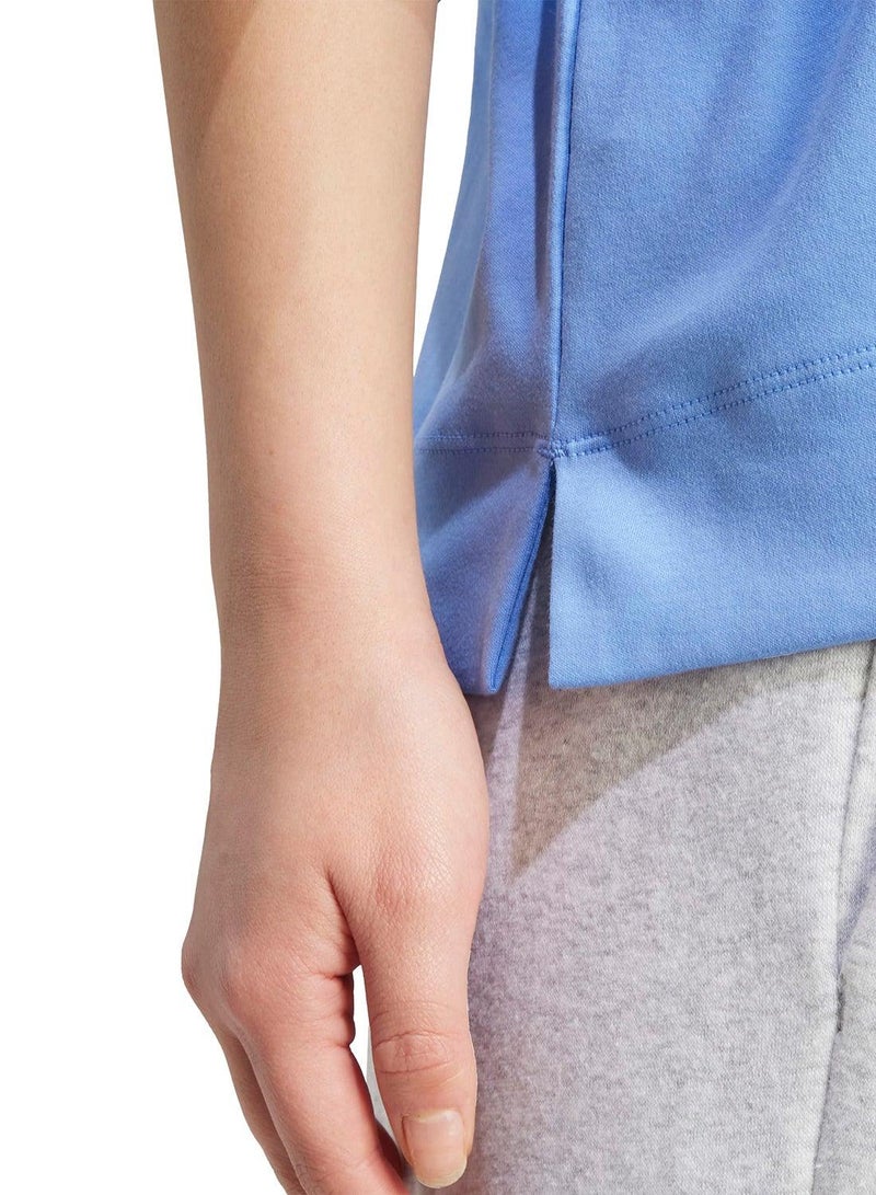 adidas تي شيرت نسائي أزرق بأكمام قصيرة - Image 4