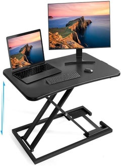 Standing Desk Converter Height Adjustable Stand Up Desktop Riser, Ergonomic Gas Spring Sit to Stand Workstation for Laptop and Monitor Home Office