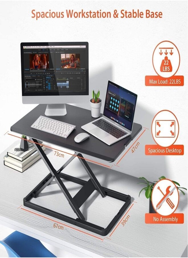 Generic - Standing Desk Converter Height Adjustable Stand Up Desktop Riser, Ergonomic Gas Spring Sit to Stand Workstation for Laptop and Monitor Home Office - Image 1