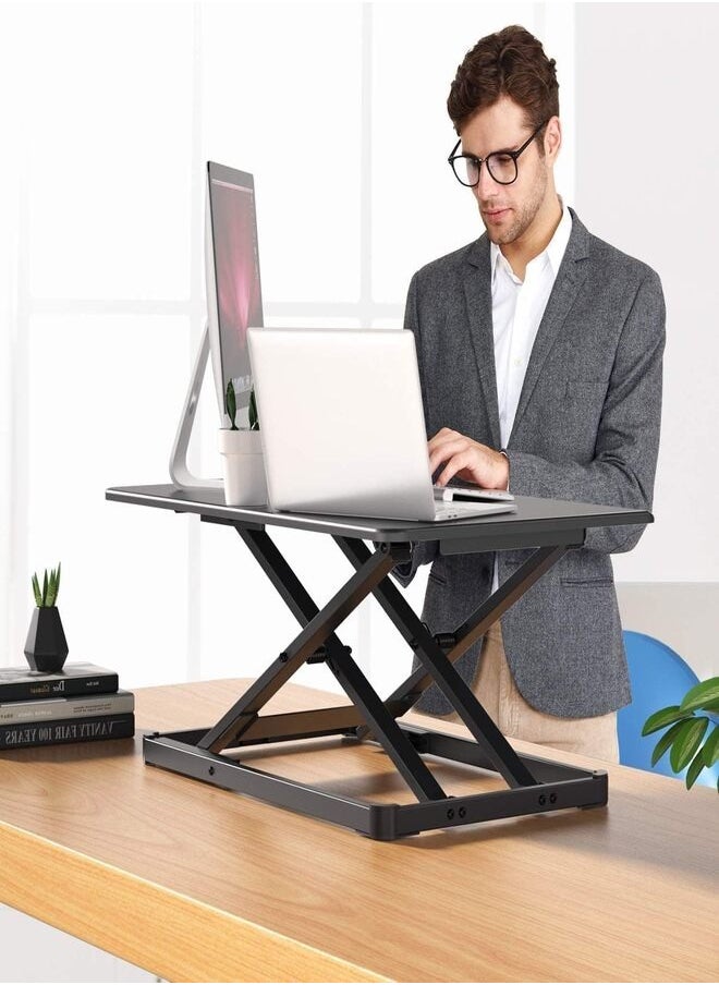 Generic - Standing Desk Converter Height Adjustable Stand Up Desktop Riser, Ergonomic Gas Spring Sit to Stand Workstation for Laptop and Monitor Home Office - Image 1