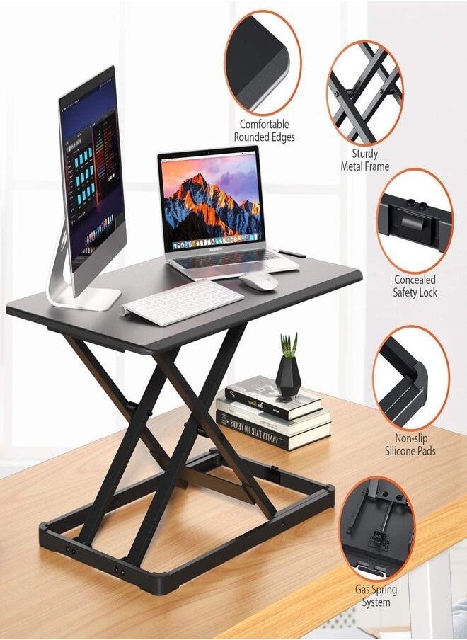 Generic - Standing Desk Converter Height Adjustable Stand Up Desktop Riser, Ergonomic Gas Spring Sit to Stand Workstation for Laptop and Monitor Home Office - Image 1