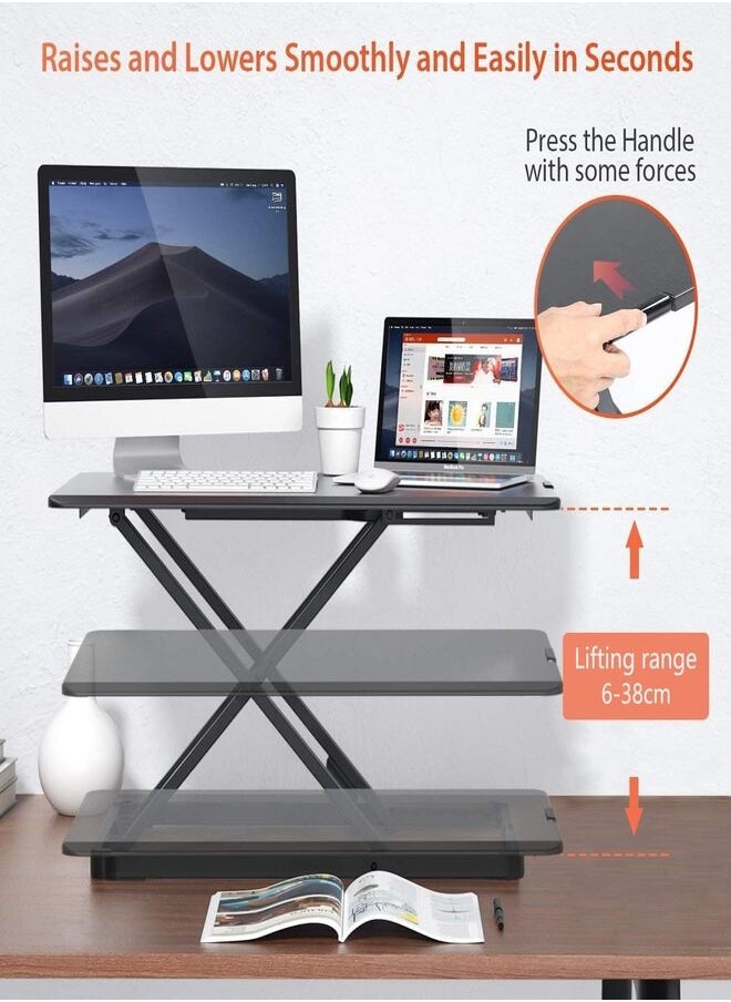 Generic - Standing Desk Converter Height Adjustable Stand Up Desktop Riser, Ergonomic Gas Spring Sit to Stand Workstation for Laptop and Monitor Home Office - Image 1