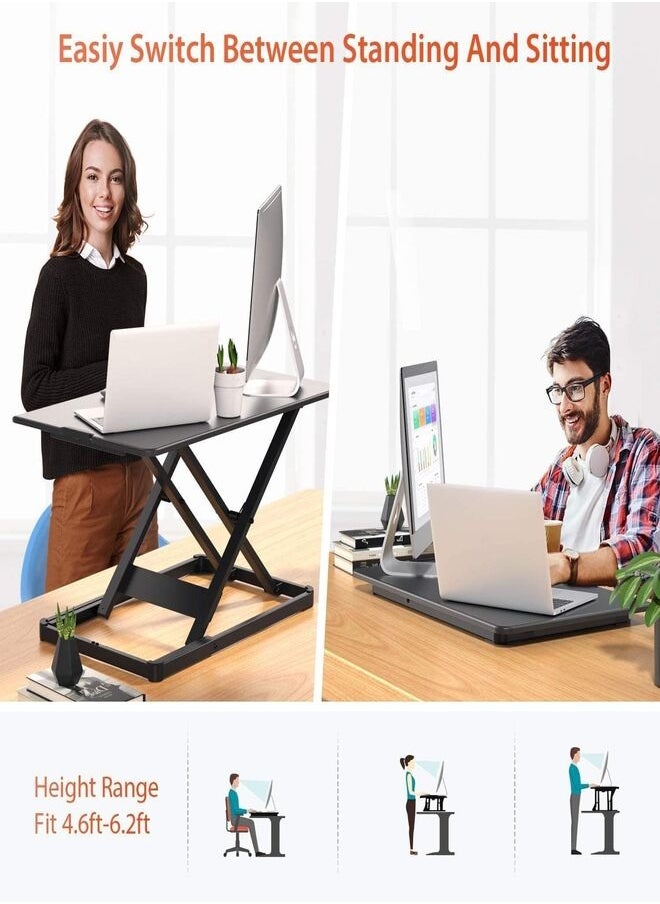Generic - Standing Desk Converter Height Adjustable Stand Up Desktop Riser, Ergonomic Gas Spring Sit to Stand Workstation for Laptop and Monitor Home Office - Image 1
