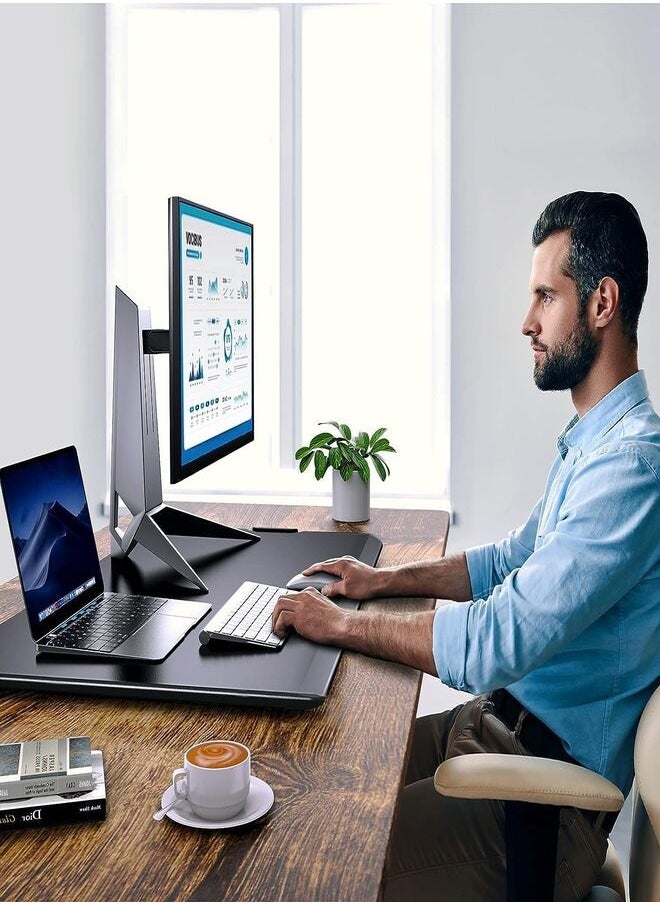 Generic - Standing Desk Converter Height Adjustable Stand Up Desktop Riser, Ergonomic Gas Spring Sit to Stand Workstation for Laptop and Monitor Home Office - Image 1